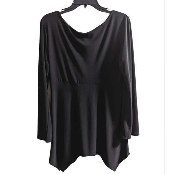 Antthony Black stretch asymmetrical bell sleeve tunic top shirt blouse S - Picture 3 of 5